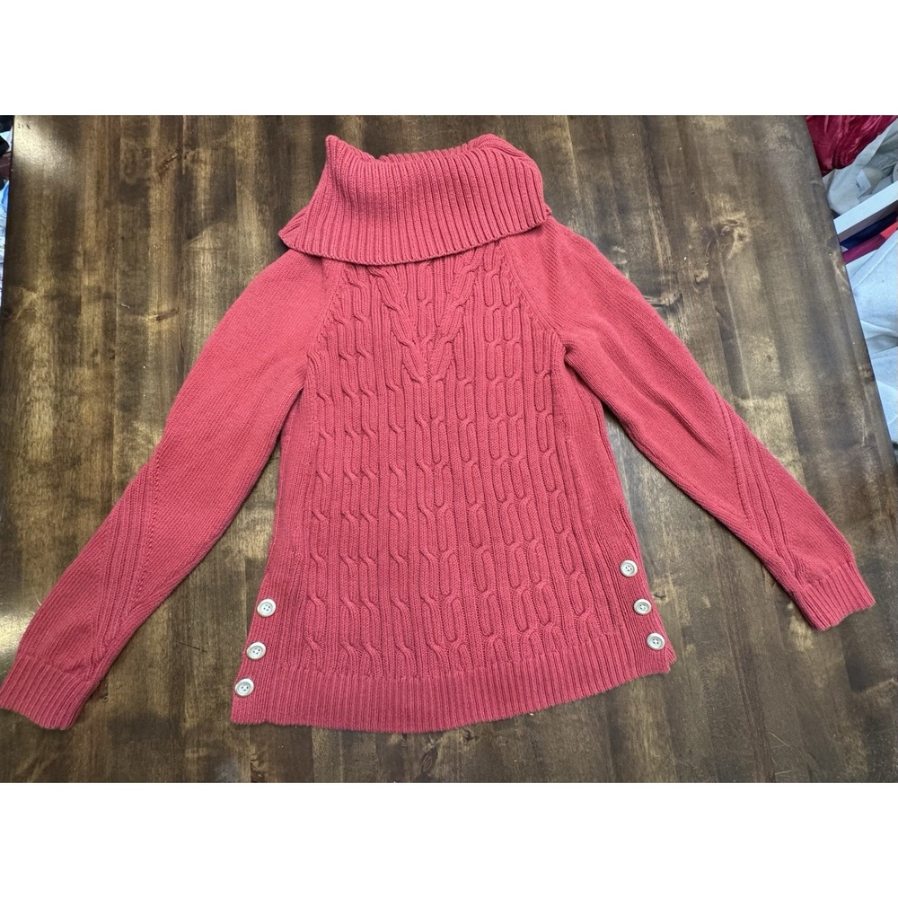 Talbots Red Turtle Neck Pull Over Sweater 100% Co… - image 1